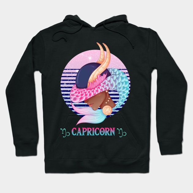 Retro Capricorn Zodiac Hoodie by NatalitaJK